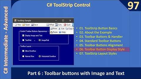 C# ToolStrip Control | Part 6 - Button with Image and Text | C# Advanced #97