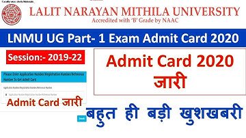 LNMU UG Part- 1 Exam Admit Card 2020 Session:- 2019-22  All Updates Download Admit Card 2020 जारी