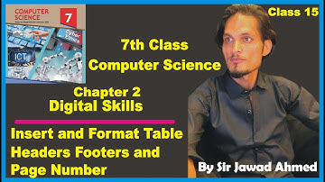 Insert a table | Headers and footers | 7th class computer chapter 2