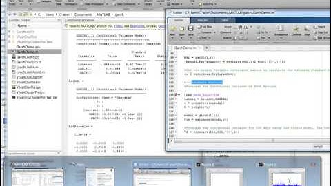 Demos of GARCH of market foreacting with volatility variance and more with Matlab 2013b