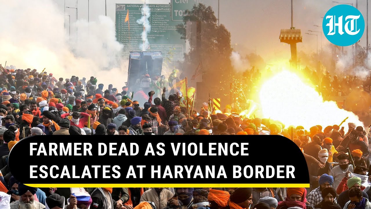 Massive Violence On Haryana Punjab Border Farmer Dead Dozens Of Farmers Cops Injured At Khanauri