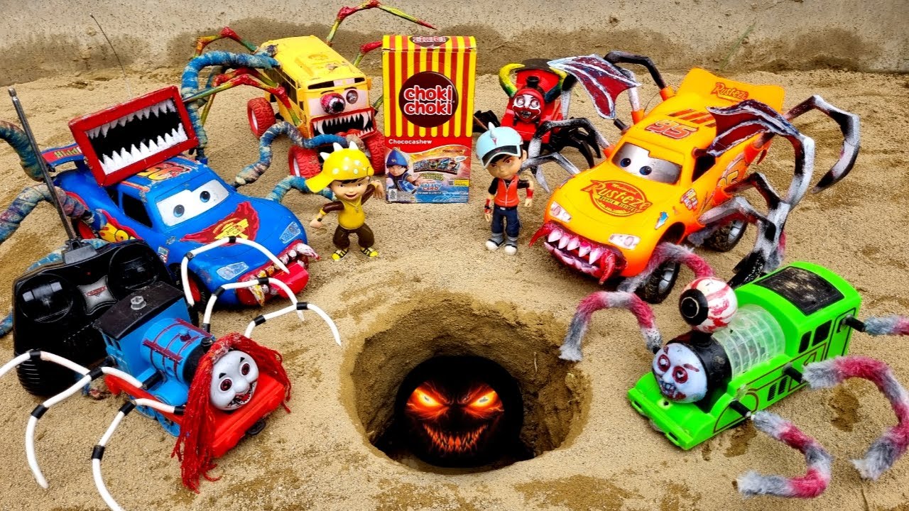 Bermain Kereta Api Thomas Hantu Laba-laba, Thomas & Friends, Mobil Balap, Mobil Laba-laba, Boboiboy