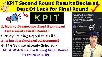 🛑KPIT Second Round Results are Declared | How to Prepare for Behavioral Assessment Round To Qualify