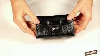 Turn Lock Leather Purse Black Orange From Dominique screenshot 2
