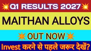 Maithan Alloys Q1 Results 2026 🔴 Maithan Alloys Results 🔴 Maithan Alloys Share Latest News