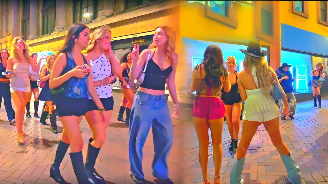 🇬🇧 NOTTINGHAM NIGHTLIFE 4K | Happy Party Girls, Summer Fun & Street Vibes