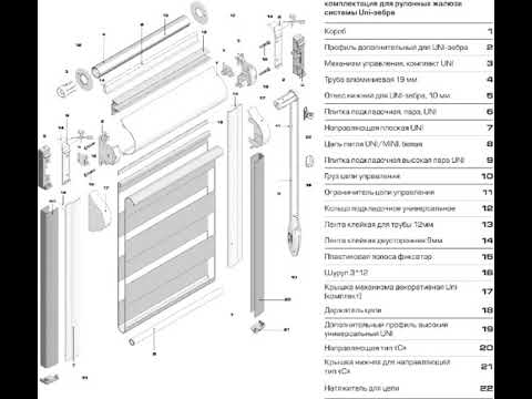 Сборка день ночь видео. Схема монтажа рулонных штор Uni 1. Схема сборки uni2. Жалюзи Зебра система Уни-2. Механизм система Uni 2 (кассетные).