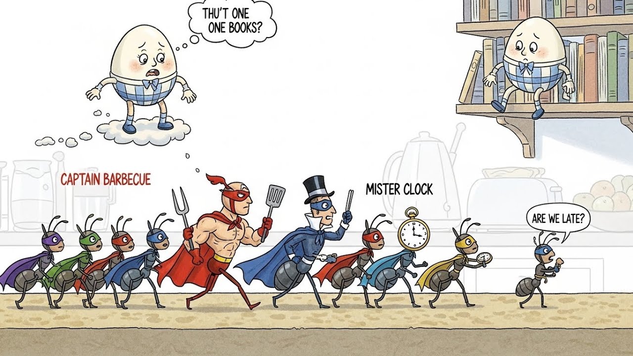 Super Hero Ants to the Rescue!  7 Times Table Song | Ants Go Marching & Humpty Dumpty Math Adventure