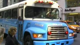 Unmarked SUV + Police bus + 3-wheel scooter NYPD