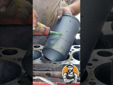 cylinder liner installation // cylinder sleeve fitting #shorts #engine #mechanic #mechanical #short