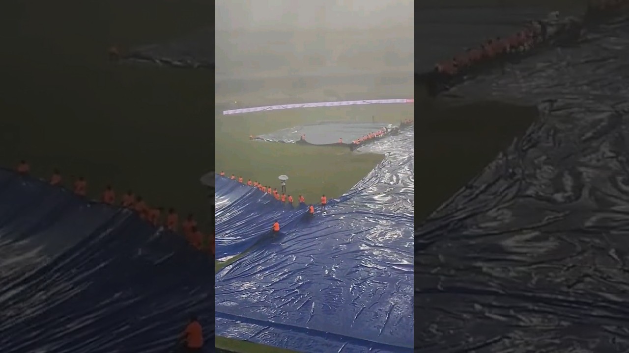 Heavy rain stops play at R Premadasa Stadium in Colombo, Ground staff struggling to cover the ground