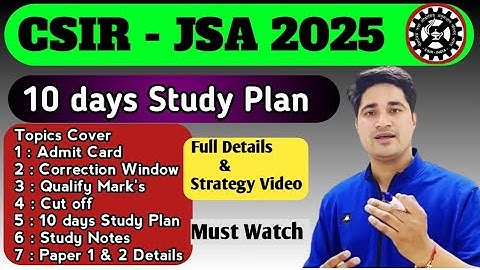 CSIR CRRI JSA Study Material & Strategy 2025 : 10 Days Study Strategy & Plan