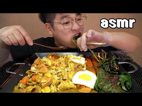 먹방창배tv 카레와 파김치 <strong>깻잎무침</strong> 정말 정말 잘어울리네요 curry green onion kimchi mukbang Legend koreanfood asmr