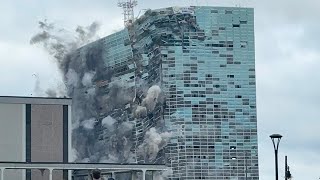 Capital One Tower Implosion | Hurricane Damaged Louisiana Skyscraper | Lake Charles, LA | 4K