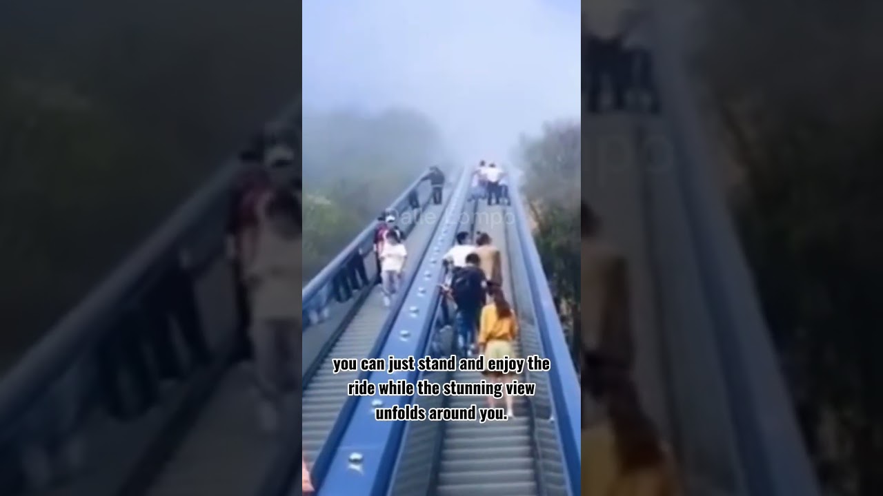 China’s giant mountain escalator🌄No hike, just ride! Would you try it?