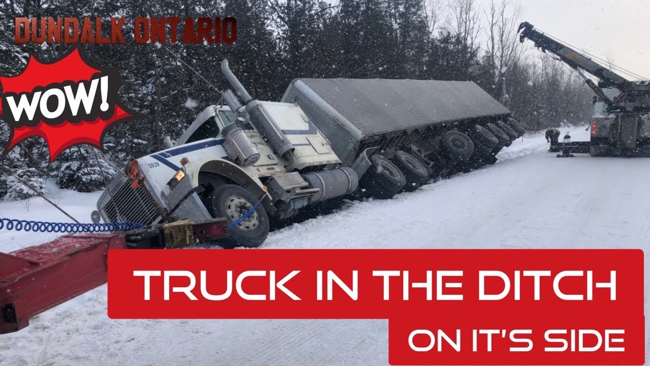 TRUCK AND TRAILER IN THE DITCH - YouTube