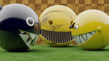 Chain Chomp vs Gold Pac-Man 3D and Pacman Robot