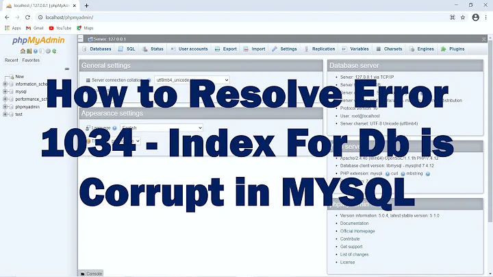 How to Resolve error  "1034 - index for Db is Corrupt in MYSQL" | Repaire MYSQL tables with xampp