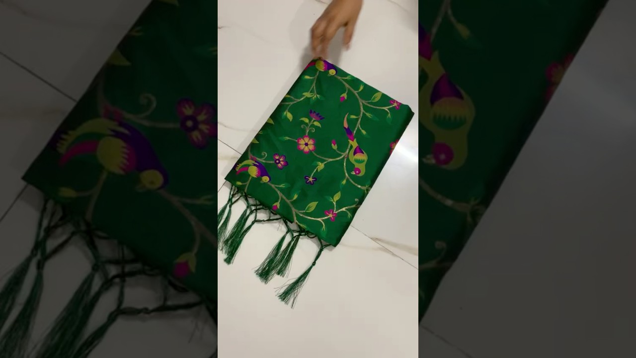 Parrot & Floral Weaving Paithani Soft Silk Saree