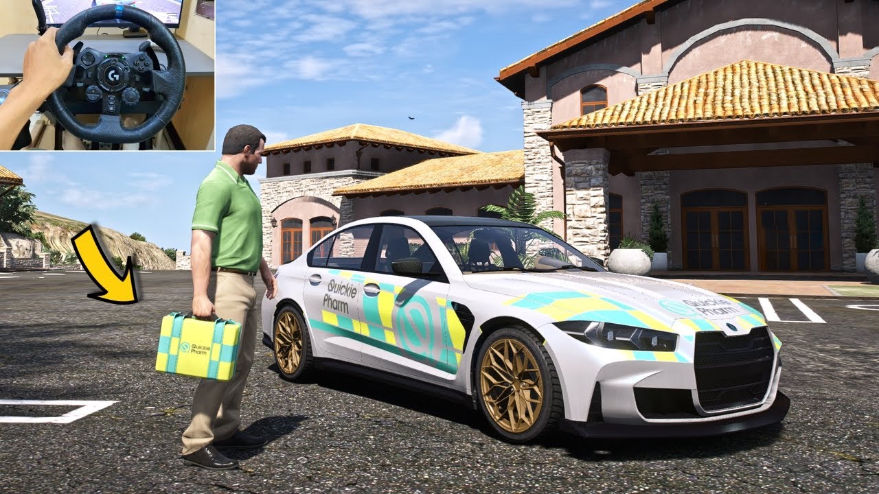 GTA 5 Lets Go To Work as Medical Courier Driver - Steering Wheel Gameplay