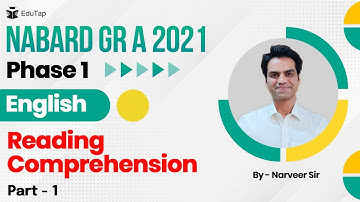 NABARD Grade A 2021 | English | Reading Comprehension Part - 1 | Phase 1