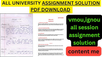 assignment solution pdf download || vmou solved assignment | all Assignment Solution |