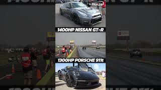 1400hp Nissan GT R vs 1300hp Porsche 911 Turbo Drag Racing @ Texas Motorplex, TX