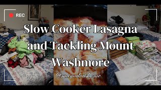 Slow Cooker Lasagna and Tackling Mount Washmore