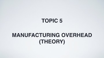 TOPIC 5 MANUFACTURING OVERHEAD (THEORY)