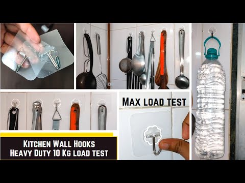 Adhesive Kitchen Wall Hooks Maximum load test 6.5 kg (Spoons, Key, Clothes, Bath towel hanging