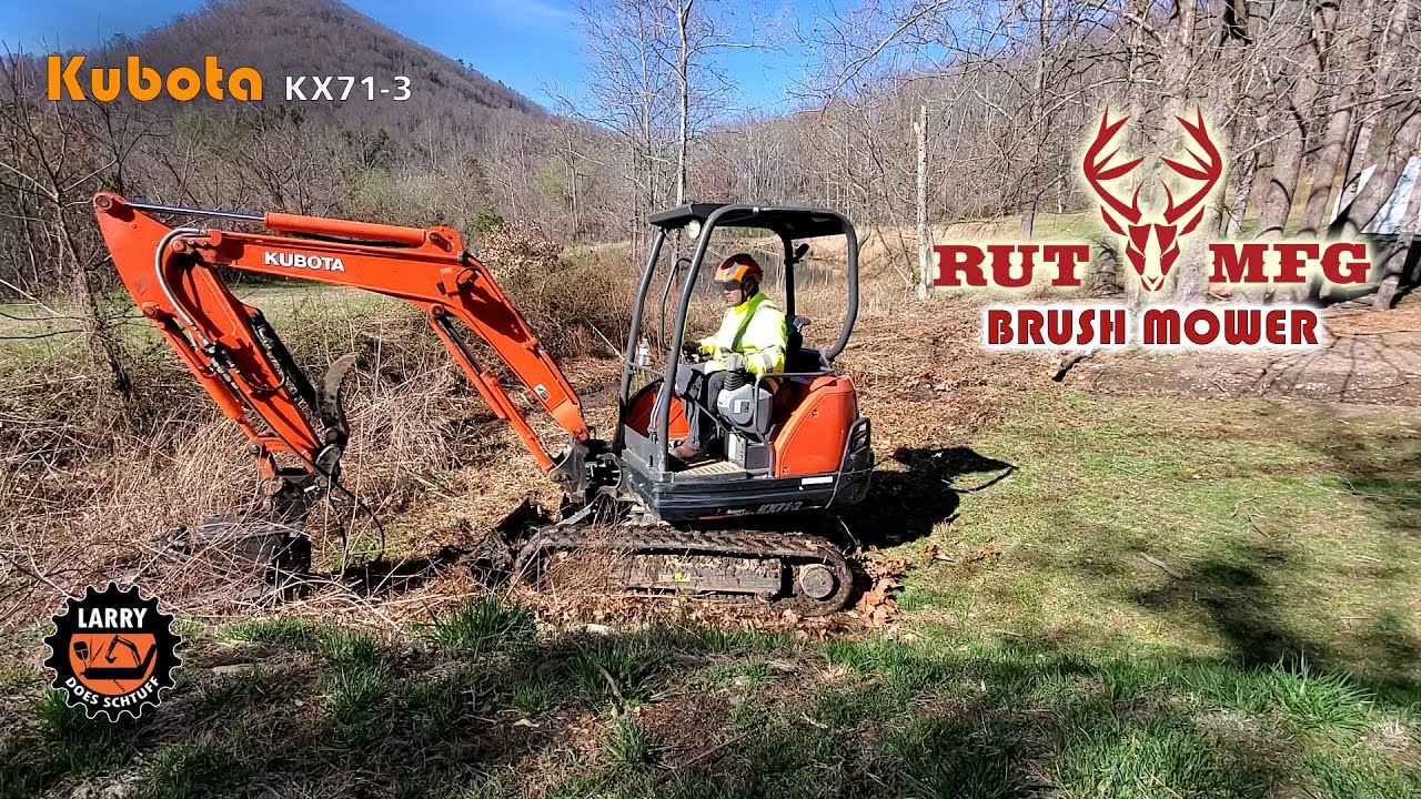 Brush/grass cutting, RUT brush mower &KX713 YouTube