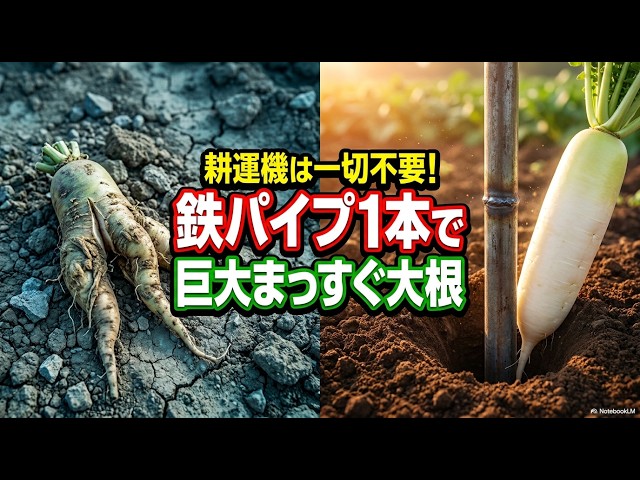 石だらけの固い土でも、絶対に大根が「股根」にならない裏ワザ - YouTube