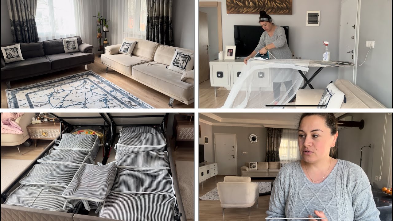 SALONUMUN PERDELERİNİ YENİLEDİM🛋️BAZA ALTINDAKİ HERŞEYİ HURÇLADIK🧺ANNEMİN SESİ SOLUĞU ÇIKMIYOR