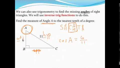 Using inverse trig to find missing angles (with application)