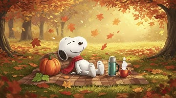 🍂 Snoopy’s Cozy Autumn Picnic ☕ Relaxing Fall Jazz Ambience for Study, Reading & Peaceful Work