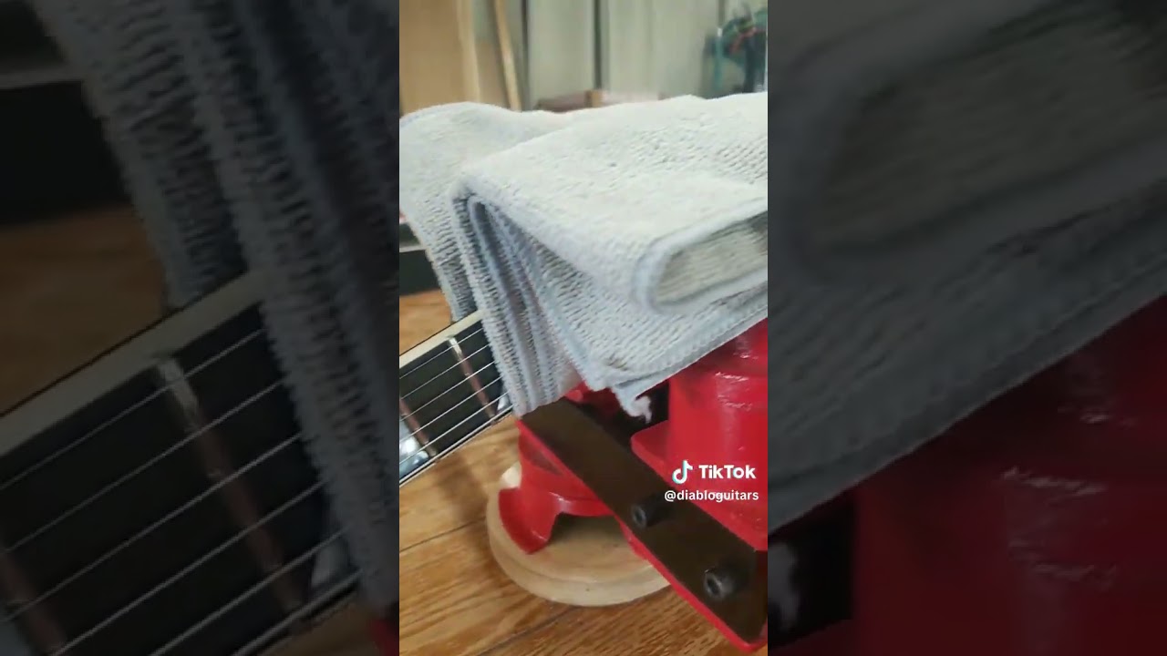 Jackson Custom V on the bench of Ronnie Monk, Luthier at Diablo Guitars