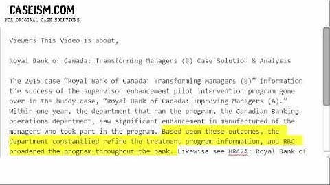 Royal Bank of Canada: Transforming Managers (B)  Case Solution & Analysis