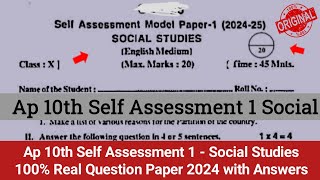 10th Class Fa1 Question Paper With Answer Key 2024 25 10th Class Social