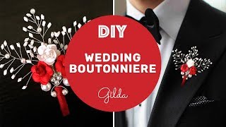 Свадебная Бутоньерка для жениха  / How to make a Boutonniere DIY Tutorial [eng subs]