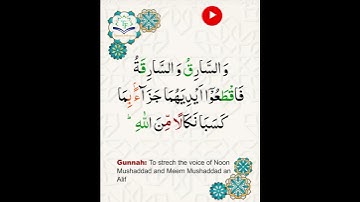 Learn Tajweed of Surah al-maidah Ayat 38 | تعلم التجويد - سورة المائدة | Tajweed Rules + Practice