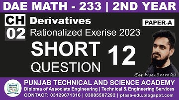 DAE MATH 233 Chapter 2 Short Question 12 | Sir Muhammad