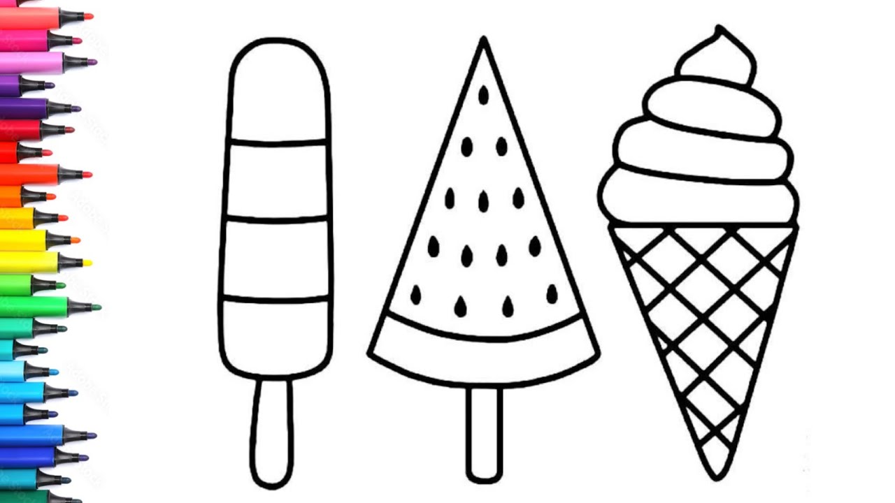 Рисование, раскрашивание и создание картинок с мороженым для детей и малышей_ Детское искусство