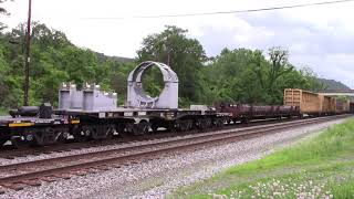 CSX B721 CN2460 5493 at North Branch Potomac River Cumberland MD