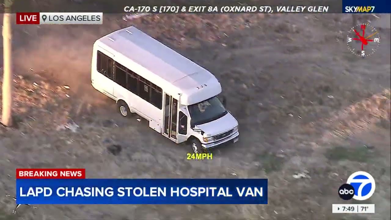 FULL CHASE: LAPD chasing suspect in stolen Children's Hospital van