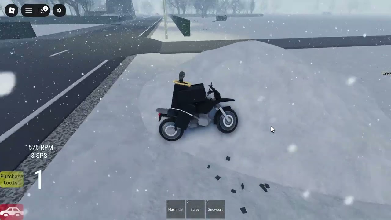jumping bike over snow pile in car crash simulator