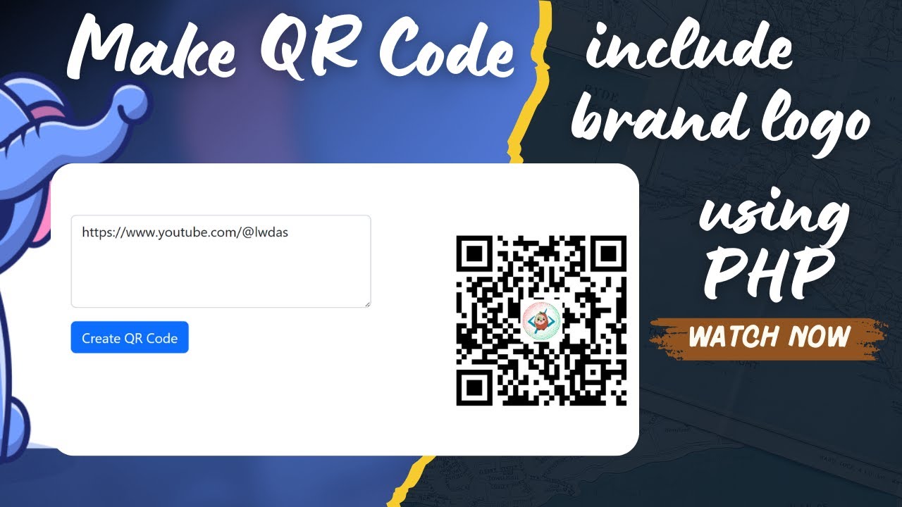 Make QR Code include brand logo using PHP - YouTube
