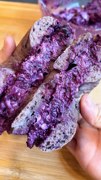 Homemade Hand-Kneaded Fresh Blueberry Bagels 💜🫐 #shorts #blueberry #bagels