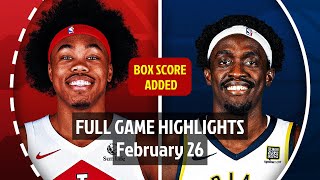 Toronto Raptors vs Indiana Pacers | Full Game Highlights | 26 February 2025