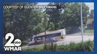 MTA bus crashes into pole, hit by another vehicle