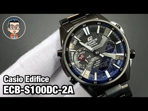 ใหม่ล่าสุดปี2022ดีไซด์สปอร์ตสุดโฉบเฉี่ยว กระจกแซฟไฟร์กันรอยCasioEdifice Solar Bluetooth ECB-S100DC-2